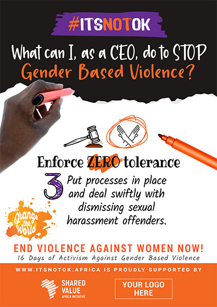 Poster 3C – What can CEOs do? Enforce zero tolerance